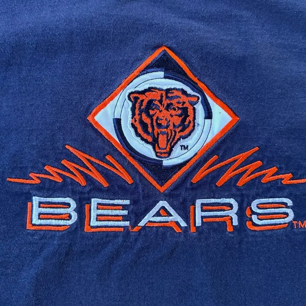 Vtg 90's Singel Stich Chicago Bears Navy Blue T-Shirt Size Large - Picture 2 of 6